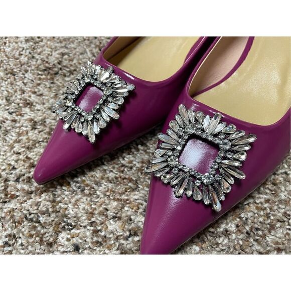 Brand New C. Paravano Women’s EU 40 US 10 Purple Crystal Leather Flats - Picture 5 of 8